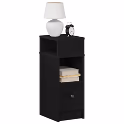 VidaXL 858617 Table de nuit et table de chevet 1 tiroir(s) Noir - Vue supplémentaire 2