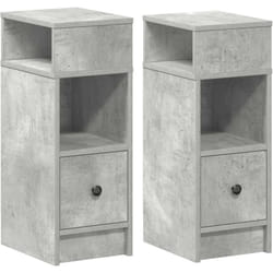 Tables de chevet 2 pcs avec tiroir gris béton 25x31x66 cm vidaXL