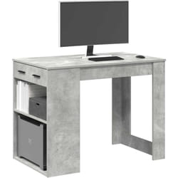 Bureau avec tiroir et étagère gris béton bois d'ingénierie - Vidaxl