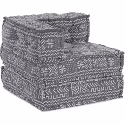Voici le pouffe en coton gris clair—un ajout super pratique pour n'importe quel espace intérieur, alliant esthétique et utili ...