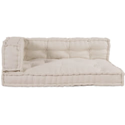 Coussin de canapé en palette avec support pour les bras et le dos en tissu crème Vidaxl