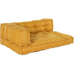Coussin de canapé sur palette avec accoudoirs et dossier en tissu jaune Vidaxl