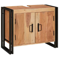 vidaXL Meuble sous-vasque de salle de bain Bois d'acacia massif et fer