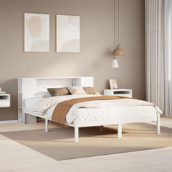 vidaXL Lit bibliothèque sans matelas blanc 140x190 cm bois pin massif