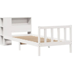 Lit bibliothèque sans matelas blanc 90x190cm bois de pin massif Vidaxl