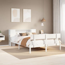 Lit Bibliothèque Sans Matelas Blanc 140x190 Cm Bois Pin Massif Vidaxl