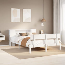 Lit Bibliothèque Sans Matelas Blanc 120x200 Cm Bois Pin Massif Vidaxl