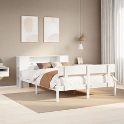 Lit Bibliothèque Sans Matelas Blanc 140x200 Cm Bois Pin Massif Vidaxl