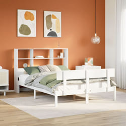 Lit bibliothèque sans matelas blanc 120x200 cm bois pin massif Vidaxl