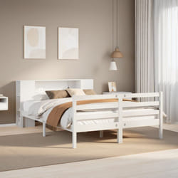 Lit bibliothèque sans matelas blanc 140x190 cm bois pin massif Vidaxl