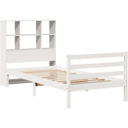 Lit bibliothèque sans matelas blanc 90x200cm bois de pin massif Vidaxl