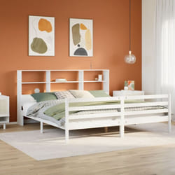 Vidaxl Lit Bibliothèque Sans Matelas Blanc 180x200 Cm Bois Pin Massif