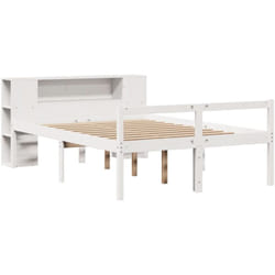 Lit Bibliothèque Sans Matelas Blanc 140x190 Cm Bois Pin Massif Vidaxl