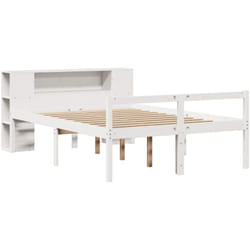 Lit Bibliothèque Sans Matelas Blanc 140x200 Cm Bois Pin Massif Vidaxl