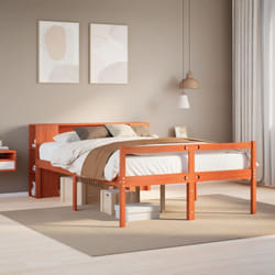 Lit Bibliothèque Sans Matelas Cire Marron 135x190cm Bois Massif Vidaxl