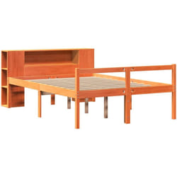 Lit Bibliothèque Sans Matelas Cire Marron 140x200cm Bois Massif Vidaxl