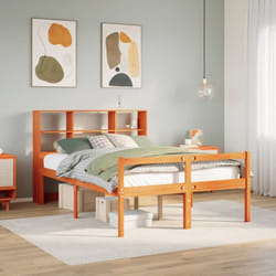 Vidaxl Lit Bibliothèque Sans Matelas Cire Marron 140x190cm Bois Massif