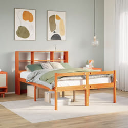Lit Bibliothèque Sans Matelas Cire Marron 160x200cm Bois Massif Vidaxl