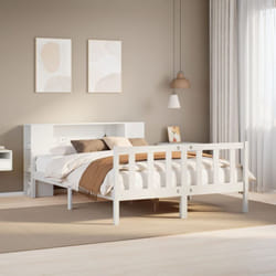 Vidaxl - Lit Bibliothèque Sans Matelas Blanc 160x200 Cm Bois Pin Massif