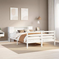 Lit Bibliothèque Sans Matelas Blanc 135x190 Cm Bois Pin Massif Vidaxl
