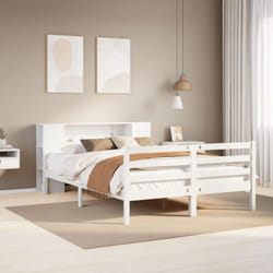 Vidaxl Lit Bibliothèque Sans Matelas Blanc 140x200 Cm Bois Pin Massif