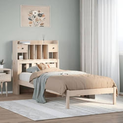vidaXL Lit bibliothèque sans matelas 90x190 cm bois de pin massif lit meuble de chambre à coucher lit avec rangement lit