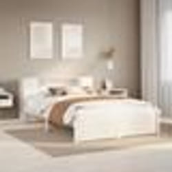 vidaXL Lit bibliothèque sans matelas blanc 140x190 cm bois pin massif lit meuble de chambre à coucher lit avec rangement