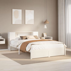 Lit bibliothèque sans matelas blanc 120x200 cm bois pin massif Vidaxl