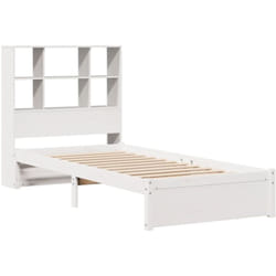 Lit bibliothèque sans matelas blanc 90x200cm bois de pin massif Vidaxl