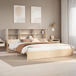 Vidaxl - Lit bibliothèque sans matelas 200x200 cm bois massif de pin
