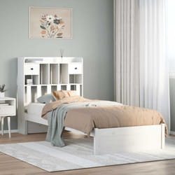 Lit Bibliothèque Sans Matelas Blanc 75x190cm Bois De Pin Massif Vidaxl
