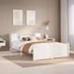 vidaXL Lit bibliothèque sans matelas blanc 140x190 cm bois pin massif lit meuble de chambre à coucher lit avec rangement