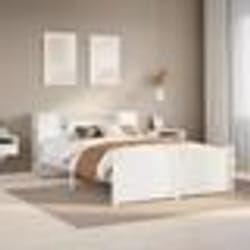 vidaXL Lit bibliothèque sans matelas blanc 140x190 cm bois pin massif lit meuble de chambre à coucher lit avec rangement