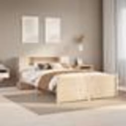 vidaXL Lit bibliothèque sans matelas 160x200 cm bois massif de pin lit meuble de chambre à coucher lit avec rangement 3322441