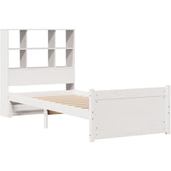 Lit bibliothèque sans matelas blanc 90x190cm bois de pin massif Vidaxl