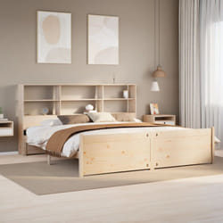 Lit bibliothèque sans matelas 200x200 cm bois massif de pin Vidaxl