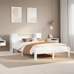 Lit Bibliothèque Sans Matelas Blanc 140x200 Cm Bois Pin Massif Vidaxl