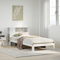 Lit Bibliothèque Sans Matelas Blanc 75x190cm Bois De Pin Massif Vidaxl