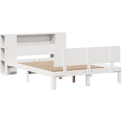Lit bibliothèque sans matelas blanc 140x190 cm bois pin massif Vidaxl