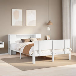 Lit Bibliothèque Sans Matelas Blanc 140x200 Cm Bois Pin Massif Vidaxl
