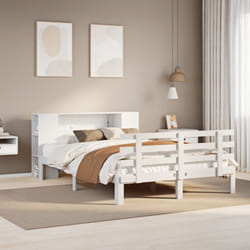 Lit Bibliothèque Sans Matelas Blanc 140x200 Cm Bois Pin Massif Vidaxl