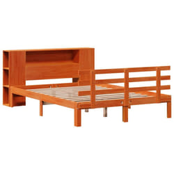 Lit bibliothèque sans matelas cire marron 140x190 cm pin massif Vidaxl