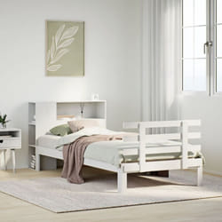 Lit Bibliothèque Sans Matelas Blanc 75x190cm Bois De Pin Massif Vidaxl