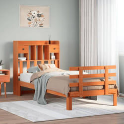 Lit Bibliothèque Sans Matelas Cire Marron 100x200 Cm Pin Massif Vidaxl