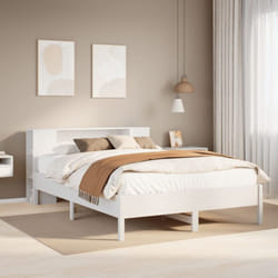 Vidaxl Lit Bibliothèque Sans Matelas Blanc 140x200 Cm Bois Pin Massif
