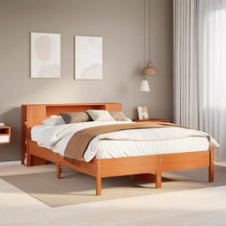 vidaXL Lit bibliothèque sans matelas cire marron 140x190 cm pin massif lit meuble de chambre à coucher lit avec 3322839