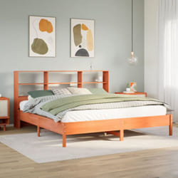 Lit bibliothèque sans matelas cire marron 200x200 cm pin massif Vidaxl