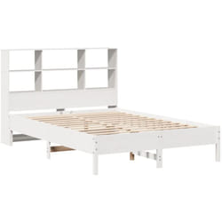 Lit bibliothèque sans matelas blanc 120x200 cm bois pin massif Vidaxl