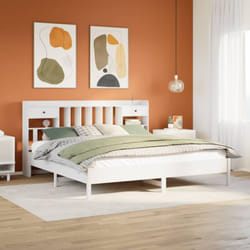 Lit Bibliothèque Sans Matelas Blanc 180x200 Cm Bois Pin Massif Vidaxl