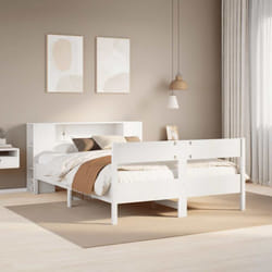 Lit Bibliothèque Sans Matelas Blanc 160x200 Cm Bois Pin Massif Vidaxl